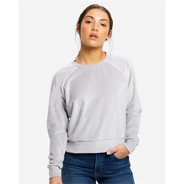 US Blanks Women's Velour Cropped Long Sleeve Pullover Top