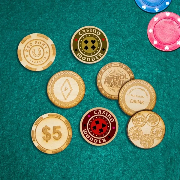 1 Side Imprint Wood Poker Chip