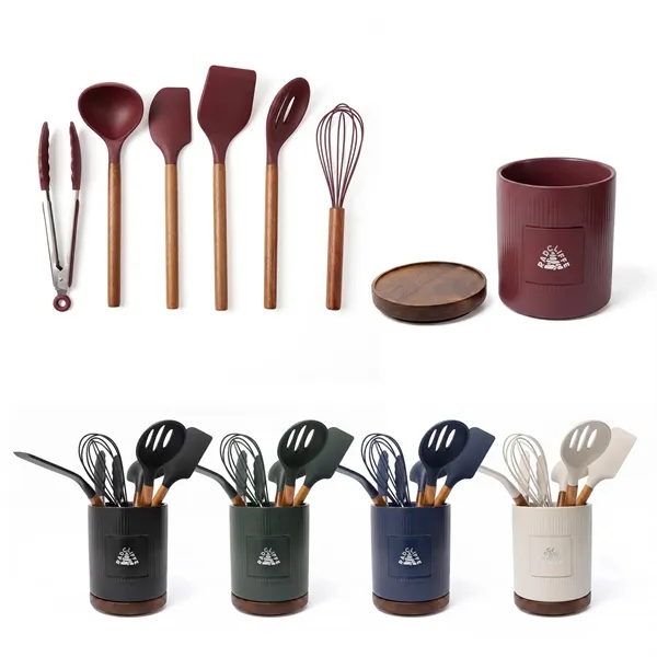 Radcliffe Stoneware Utensil Holder And Spatula Set