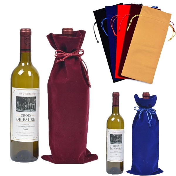 Luxury Velvet Wine Bags with Drawsting Closure