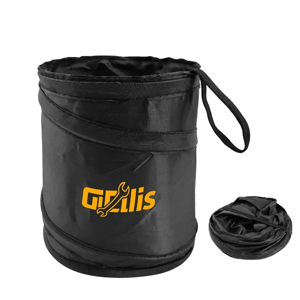 Small Pop Up Foldable Car Trash Can W/ Strap 7.8"x6.3"