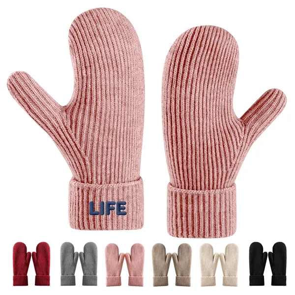 Winter Thick Fleece Lined Knit Mitts Gloves