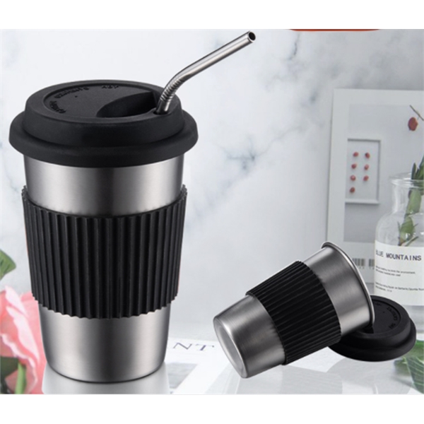 12oz Stainless Steel Cups with Lids Sleeves and Straws