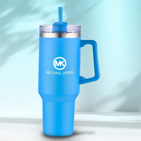 40 oz. Double Wall Tumbler With Handle and Straw