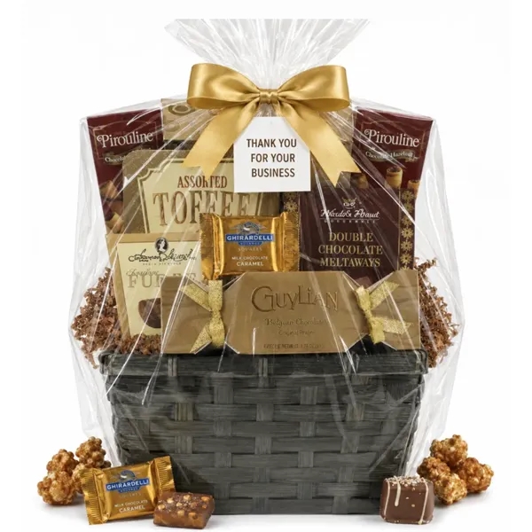Chocolate & Caramel Popcorn Thank-You Gift Basket