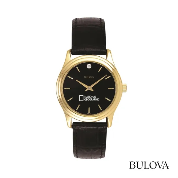 Bulova® Leather Strap Watch w/Diamond