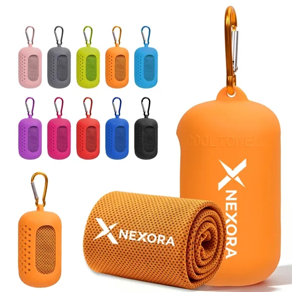 Mini Portable Sport Cooling Towel W/ Carabiner Case