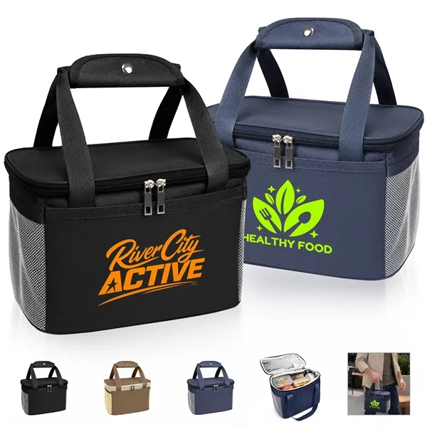 Portable Oxford Insulated Cooler Lunch Bag W/ Mesh Pocket