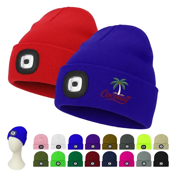 Custom Cuffed Knit Beanie With LED Light