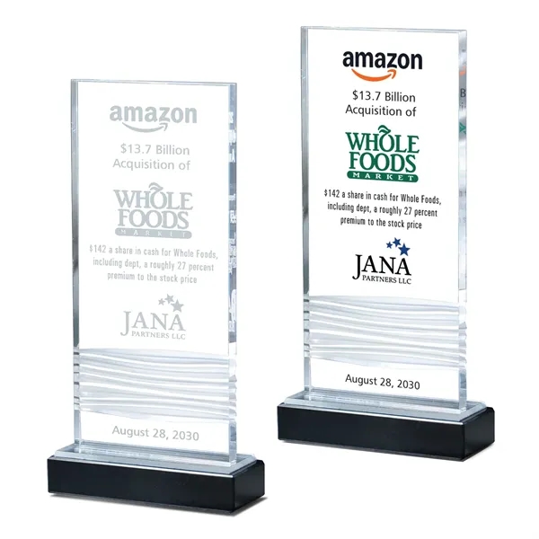 Texture Wave Lucite Tablet Award on Black Marble Base