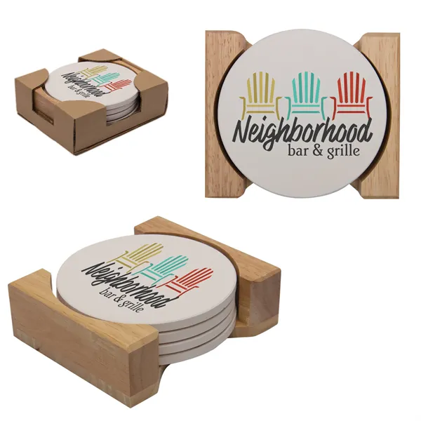 Round Absorbent Stone Coaster Set