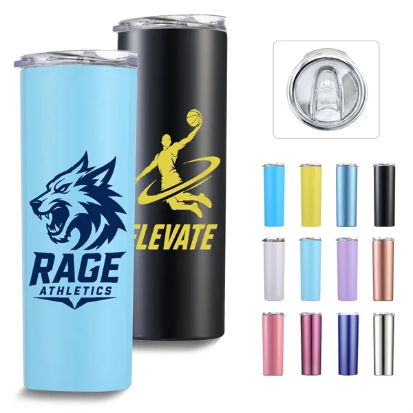 20 Oz Stainless Steel Insulated Skinny Tumbler W/ Slid Lid