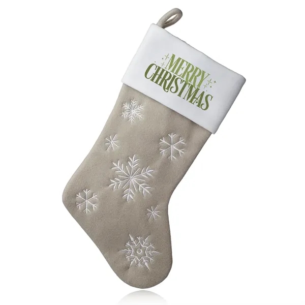 Snowflake Christmas Stocking with White Trim