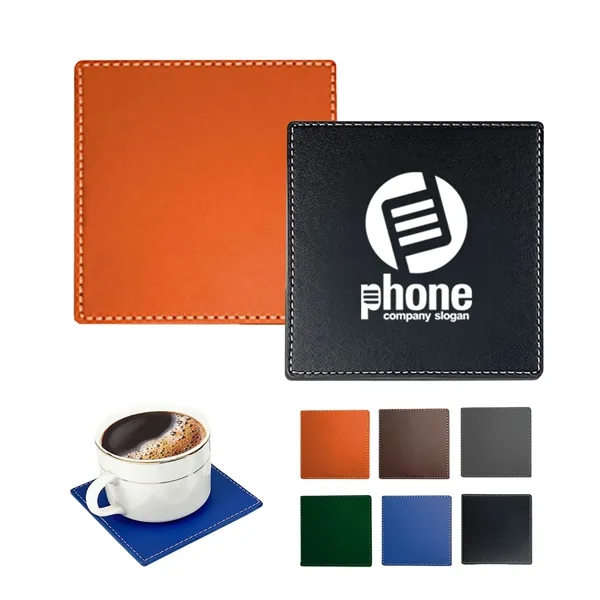 4" x PU Leather Coaster
