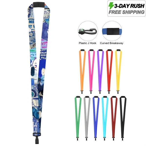 3 Day Rush 3/4" Custom Breakaway Lanyard W/ Plastic J Hook