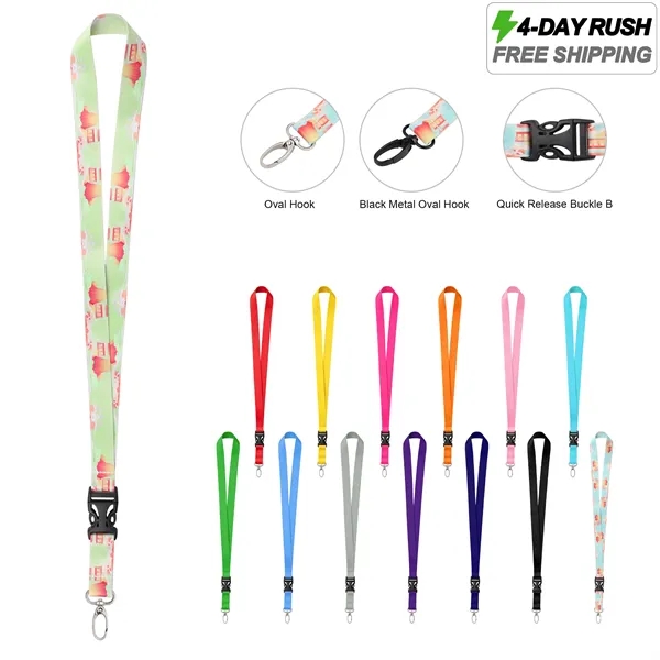 4 Day Rush 3/4" Sublimation Detachable Lanyard W/ Oval Hook