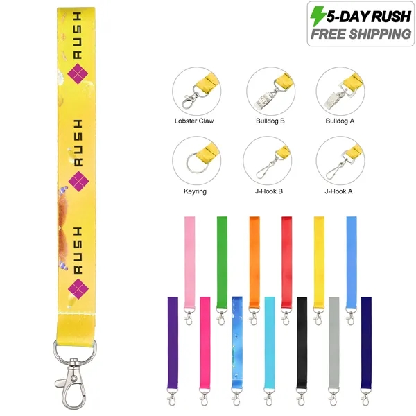 5 Day Rush 3/4" Full Color Polyester Wrist Lanyard Keychain