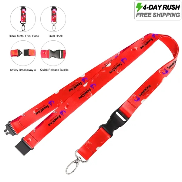 4 Day Rush 3/4" Dye Sublimated Detachable Breakaway Lanyard