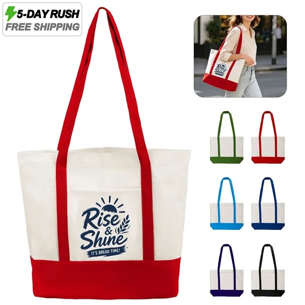 5 Day Rush 12Oz Cotton Canvas Boat Tote Bag W/ Front Pocket