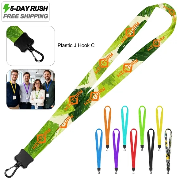 5 Day Rush 3/4" Full Color Lanyard W/ Swivel Plastic J Hook