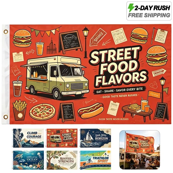 2 Day Rush 3'x5' Double Sided Printed Polyester Outdoor Flag