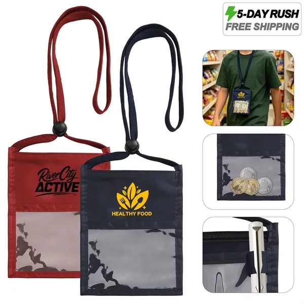 5 Day Rush Double Side Clear Window Pouch Neck Wallet