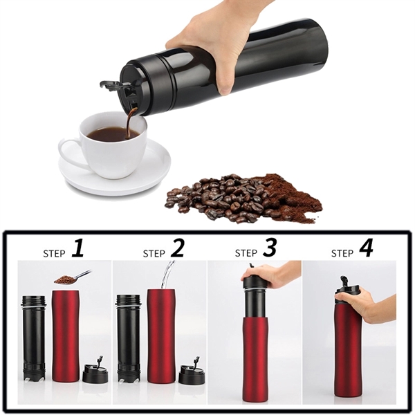 French Press Vacuum Insulated Travel Coffee Bottle