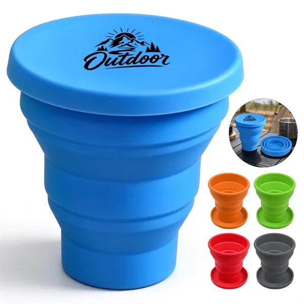 7Oz Reusable Silicone Collapsible Cup W/ Lid