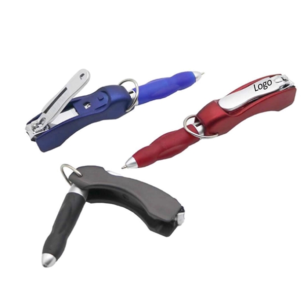 Folding Ballpoint Pen with Nail Clipper