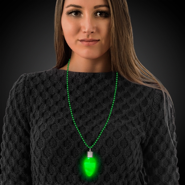 Green Christmas Bulb LED Bead Necklaces
