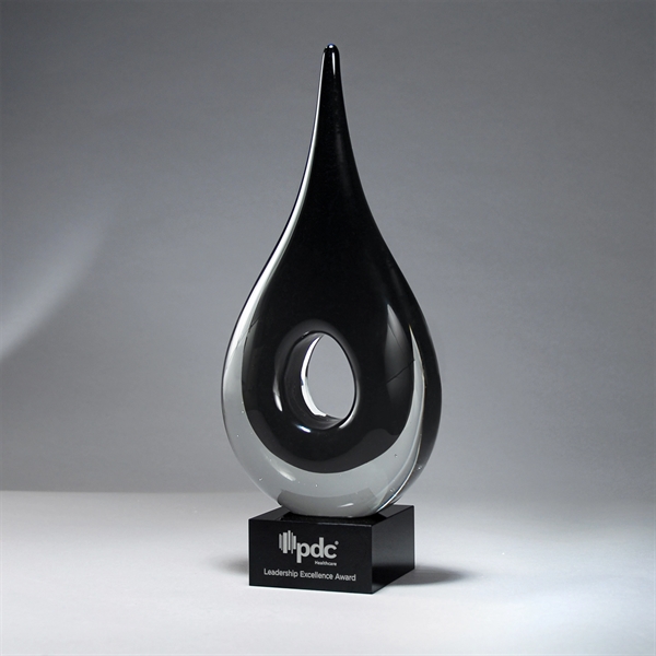 Black Art Glass Tear Drop Award with Hole