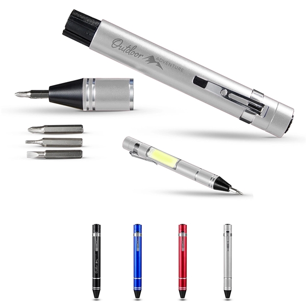 Flashlight Ink Refills 3 Batteries Ballpoint Screw Driver Bottle Opener MIMIVIVA 8-in-1 Pen Multitool Pen for Everyday Carry