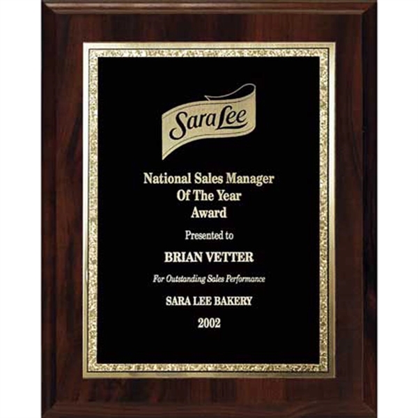 Walnut Finish Plaque with Black Florentine
