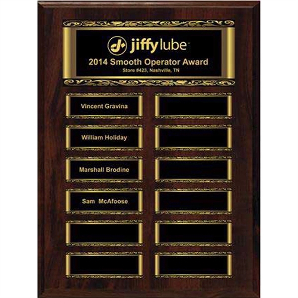 Walnut Finish 12-Plt Magnetic Scroll Border Plaque
