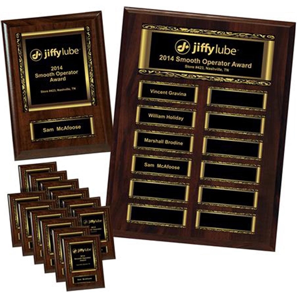 Walnut 12-Plt Mag Scroll Border Plaque