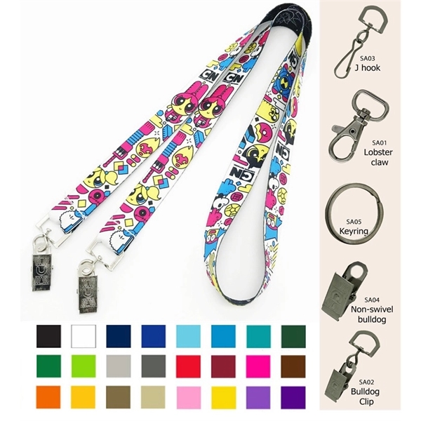Polyester Open Ended Full Color Sublimated Lanyards