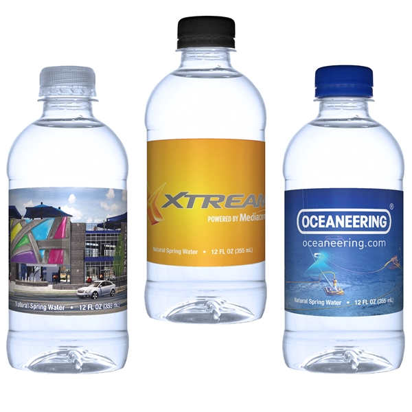 12 oz Custom Label Bottled Water - 100% Recycled Plastic