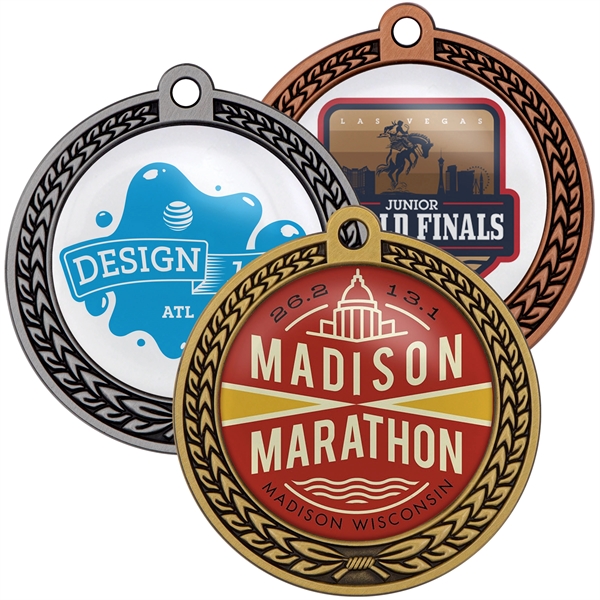 Speed Medal  2.5" 3D Wreath w/Full Color Dome Imprint