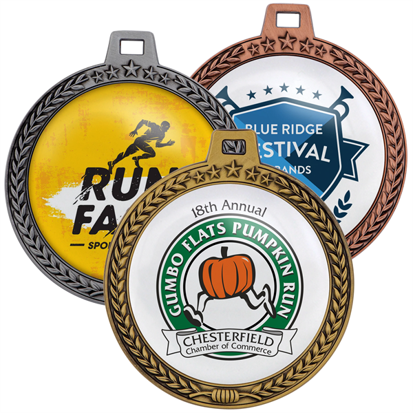3" Speed Medal 3D Wreath & Star Border