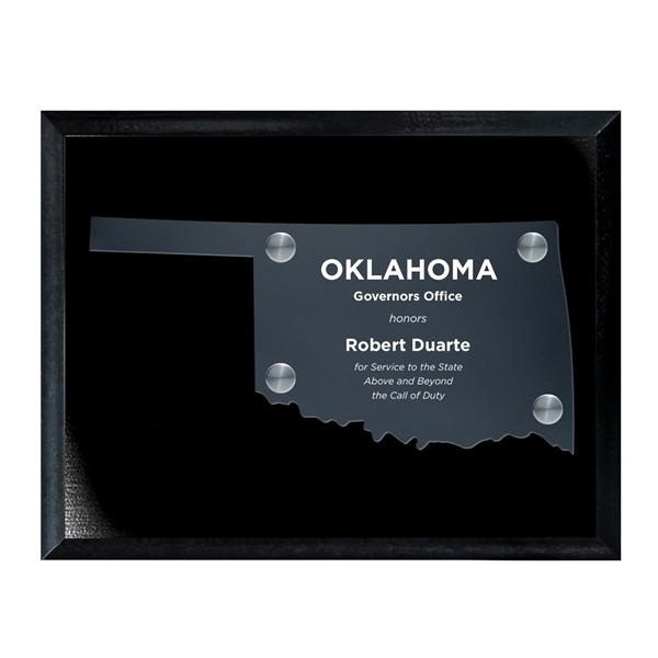 Frosted Acrylic State Cutout on Black Plaque
