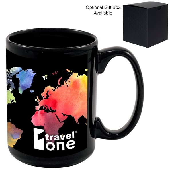 15 oz Full Color Black Stoneware Magna Mug
