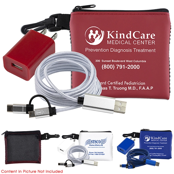 TechMesh Pro Mobile Charging Cable Kit in Mesh Zipper Pouch