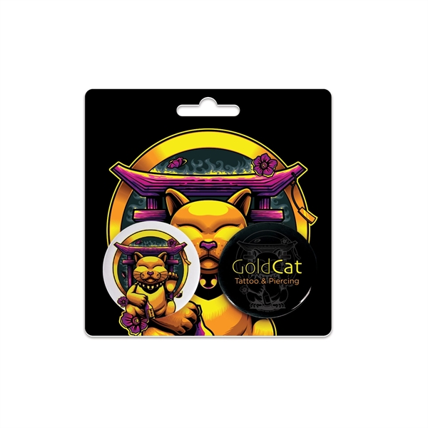 Two 1.5" Pin Back Button's on Backing Card