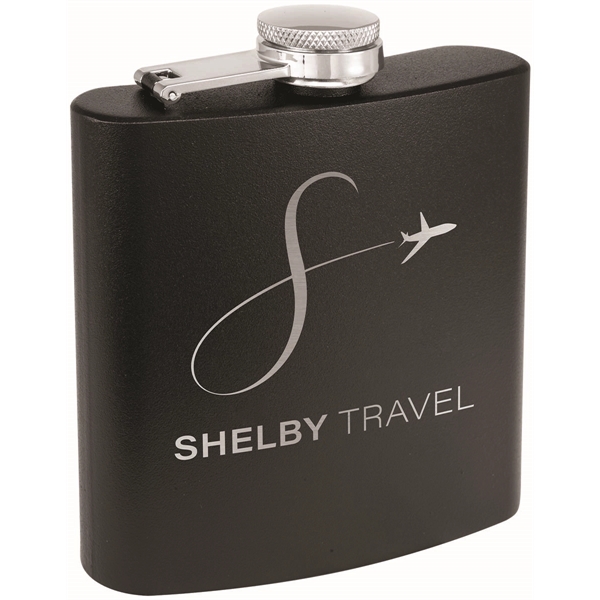 6 oz. Powder Coated Laserable Stainless Steel Flask