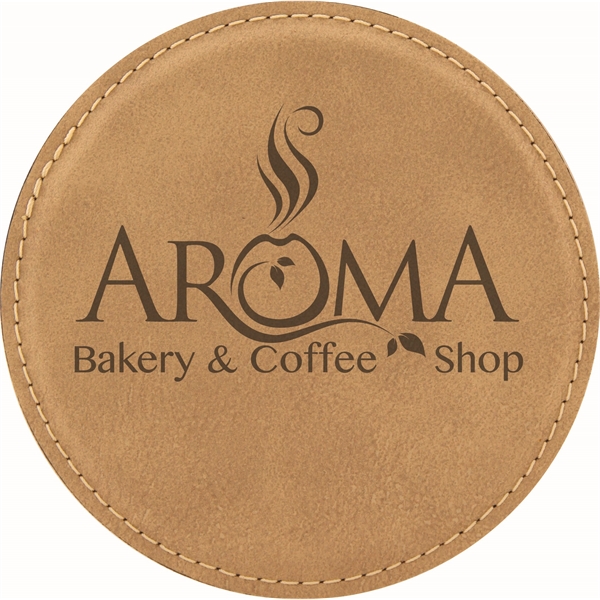 4" Round Laserable Leatherette Coaster