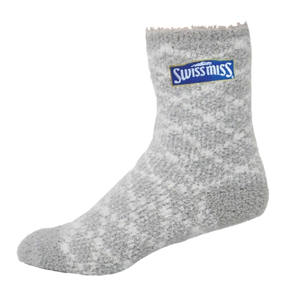Fuzzy Crew Socks with Direct Embroidery