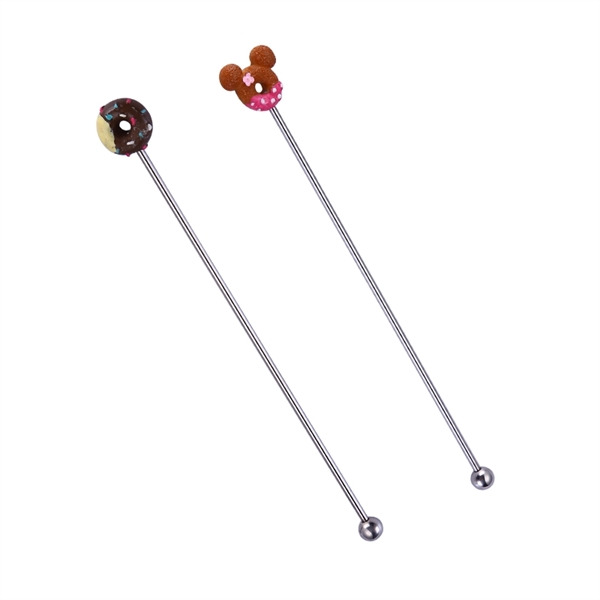 Cute Cartoon Donut Stir Bar Stainless Steel Drink  Stick