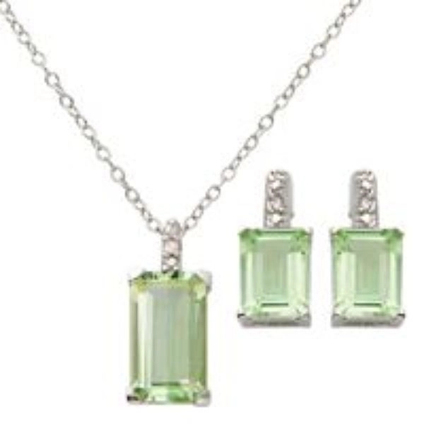 Jilco Green Amethyst Earring and Necklace Set