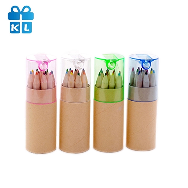 12-Piece Colored Pencil Set In Tube With Sharpener