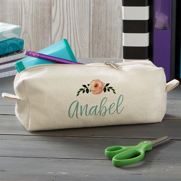 9.5" x 2.25" x 3.25" Canvas Pencil Case